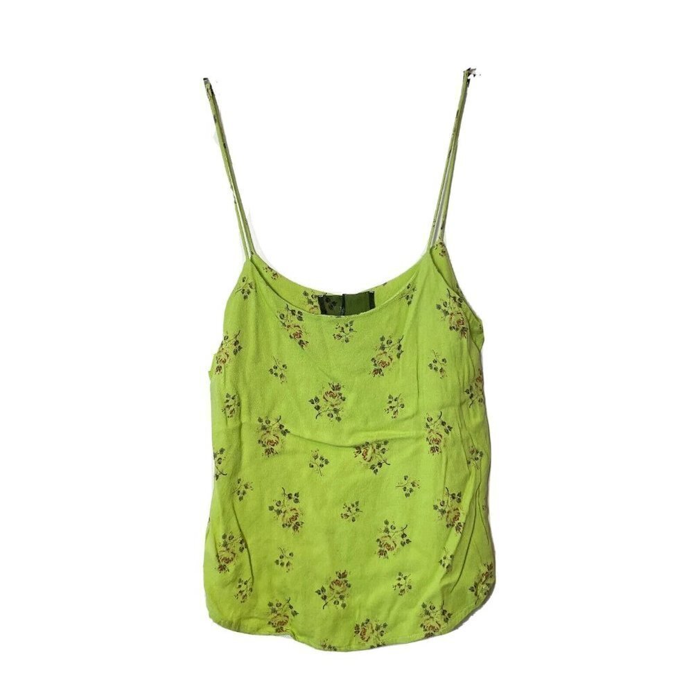 Reformation Womens Sleeveless Tank Cropped Top Green XS‎ Floral Spaghetti Straps